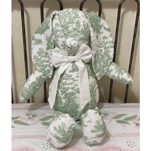 Personalized Green Toile Stuffed Bunny