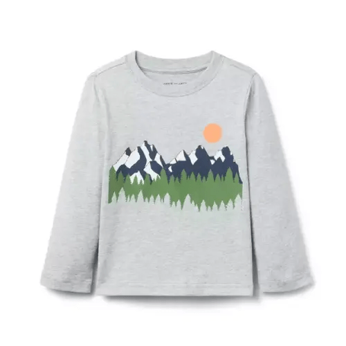 Boy Classic Grey Heather Mountain Scenic Tee by Janie and Jack
