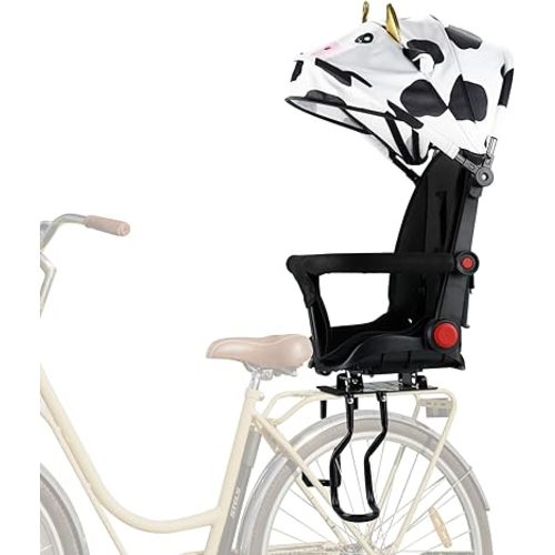 Rear Child Bike Seat with Thick Backrest, Rear Child Bicycle Seat Design for Children Aged 2 to 8 Years Old, One Size (Black-a)