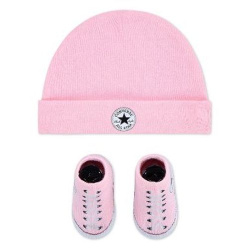 Converse Baby Beanie with Booties Gift Box Set - Pink 0-6M