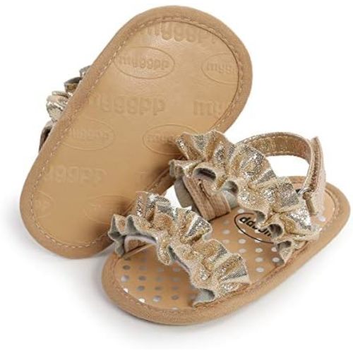 COSANKIM Infant Baby Girls Summer Sandals with Flower Soft Sole Newborn Toddler First Walker Crib Dress Shoes