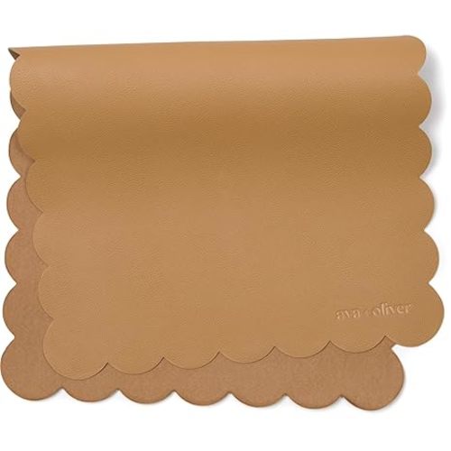Vegan Leather Baby Changing Mat (16 X 30 in) - Multipurpose Wipeable and Portable Diaper Mat - Foldable for Travel (Tan)