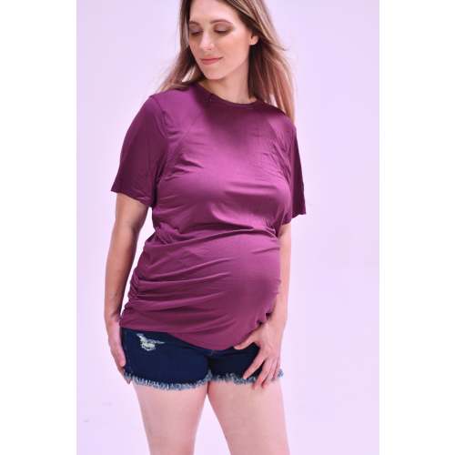 The Cameron Unisex Nursing and Skin to Skin Shirt in Plum