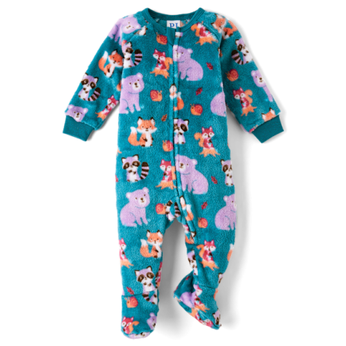 Baby And Toddler Girls Dino Footed One Piece Pajamas - Cozy Fleece - Green