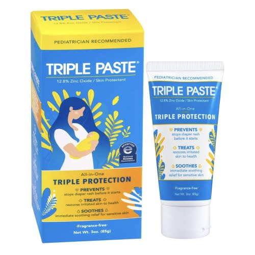 Triple Paste Diaper Rash Cream for Baby - 3 oz Tube - Zinc Oxide Ointment Treats, Soothes and Prevents Diaper Rash - Pediatrician-Recommended Hypoallergenic Formula with Soothing Botanicals