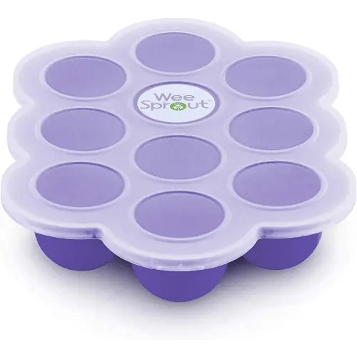 WeeSprout Silicone Baby Food Freezer Tray with Clip-on Lid Perfect Storage Container for Homemade Baby Food, Vegetable & Fruit Purees, and Breast Milk
