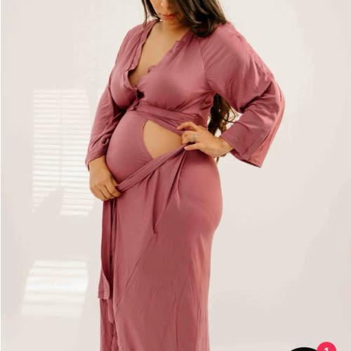 Amelia Labor & Postpartum Gown in Dusty Rose – Lila