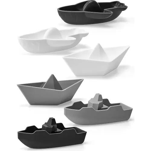 Leeleelon® Mold-Free Floating Boats Bath Toys for Toddlers 1-3, 6 Pack, No Hole Bath Toys for Babies 6-12 Months, Water Table Toys, Water Toy