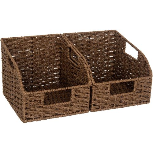 StorageWorks Wicker Baskets for Organizing,Brown Baskets for Storage,2-Pack