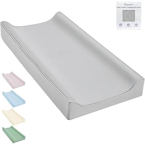 Vegan Leather Changing Pad Cover - 31"X 16" - Waterproof Wipeable, Extra Thick & Portable & Non-Slip Diaper Mat - Fits Standard Changing Tables for Baby Boy Girl (Gray)