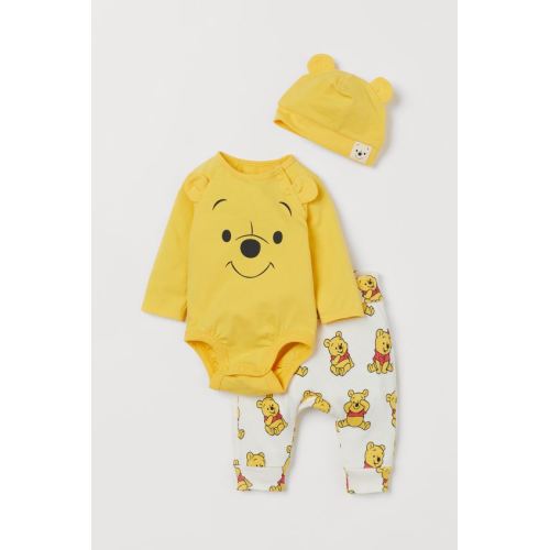 3-piece Jersey Set, Yellow/Winnie the Pooh