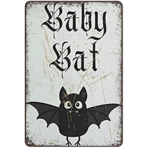 Baby Bat Art Print Goth Baby Goth Nursery Baby Decor Goth Baby Bedroom Prints Goth Baby Room Decor Novelty Tin Metal Sign Plaque Bar Pub Vintage Retro Wall Decor Home Group Porch 5.5×8 inch