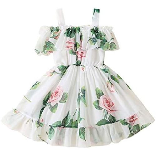 Toddler Baby Girls Summer Dress Chiffon Princess Tutu Dress Floral Beachwear Suspender Sundress Skirt Little Girl Clothes