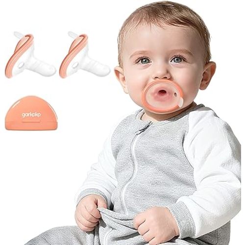 Garkoko 2-Pack Lightweight Baby Pacifier 0-18 Months, Easy for Babies to Keep in, Less Falling Out for Longer Soothing, Thumb-Shaped BPA-Free Silicone Pacifier with Case