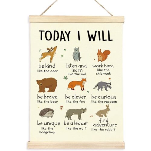CGBHW Positive Affirmations Poster Hanger Frame 12x16 for Kids, Inspirational Mental Health Forest Animals Posters Wall Art Hanging Decor for Counselling Therapy Office Classroom Nursery