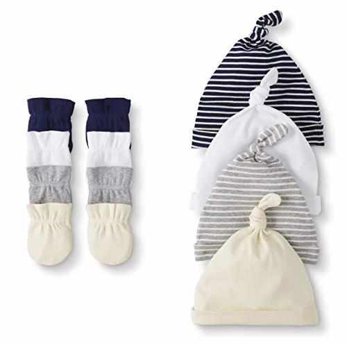 Moon and Back by Hanna Andersson Baby Boys' and Girls' 4-Pack Organic Cotton Cap and Mitten Set