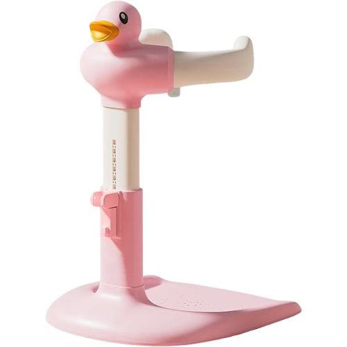 Adjustable Baby Shower Stand, Height (18.5-22.8 Inch) & Width (7.8-13.7 Inch) Adjustable with Anti-Slip Base - Duck Design ABS Bath Rack for Infants 8-24 Months (Supports 40KG) A