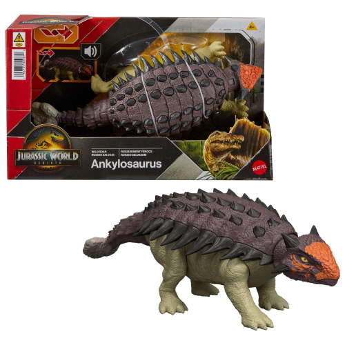 Jurassic World Rebirth Wild Roar Ankylosaurus Dinosaur Toy, Tail Attack Motion & Sound