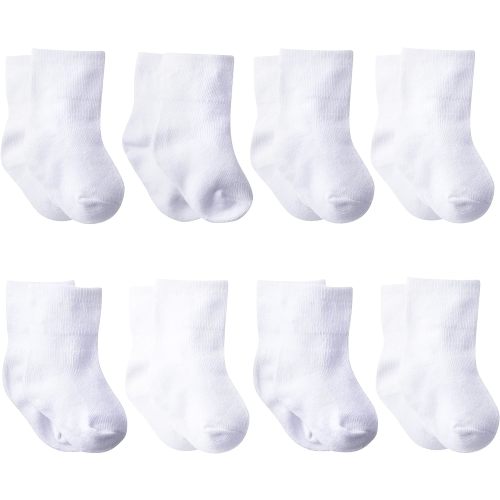 Gerber Baby 8-Pack Wiggle-Proof Jersey Ankle Socks - 0-6 Months - White