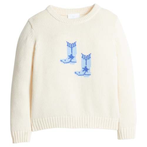 Intarsia Sweater - Blue Cowboy Boots