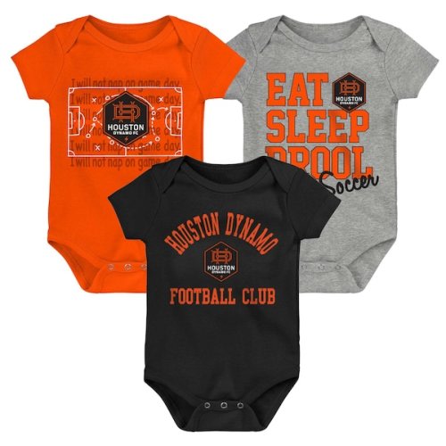 Newborn & Infant Houston Dynamo FC Orange/Black/Gray 3-Pack Bodysuit Set