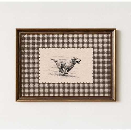 Vintage Dog with Zoomies Sketch, Gallery Wall Artwork, Lab Retriever Minimalist Art