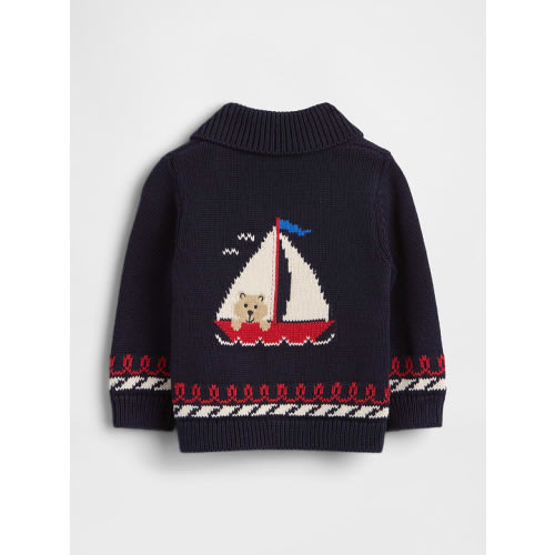 Baby Nautical Shawl Cardigan Sweater 3-6M