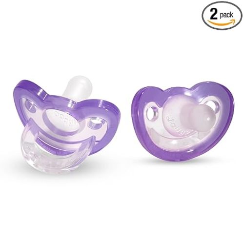 RaZbaby Jollypop Pacifier for Newborns & Up, USA Made, Natural Shaped Orthodontic Binky, Lovingly Shared in NICUs & Hospitals Worldwide, Medical-Grade 100% BPA-Free - 0-3 Months, 2 Pack - Lavender