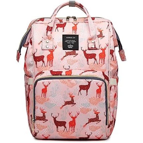 Diaper Bag Backpack for Mom Dad, Maternity Changing Bag Diaper Backpack with Stroller Straps(deer pink)