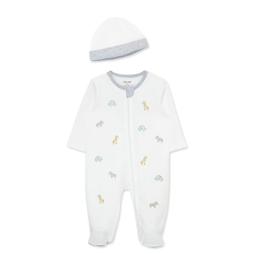 Little Me Clothes for Baby Unisex Gender Neutral Sleeper and Cap Set, 100% Cotton Scratch-Free Tag, Preemie to 9 Months