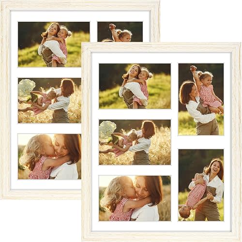 Golden State Art 11x14 Distressed White Wood Photo Frame Fit Five 4x6 Photo