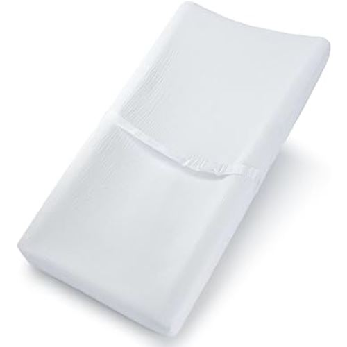 Muslin Fitted Changing Pad Cover, Extra Soft Diaper Changing Station Covers for Baby Girls Boys, Changing Pad Sheets Neutral by Comfy Cubs, White