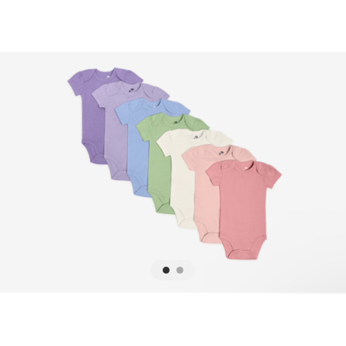 Small Story Organic Cotton Solid Short Sleeve Bodysuit (7 Pack) - Ocean Mix, 0-3 M