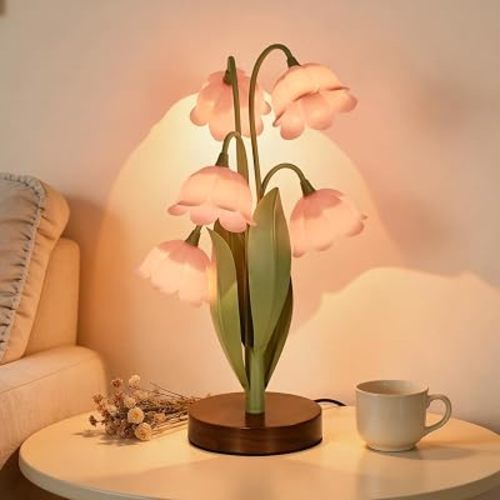 Flower Table Lamp for Bedroom, LED Cute Reading Light