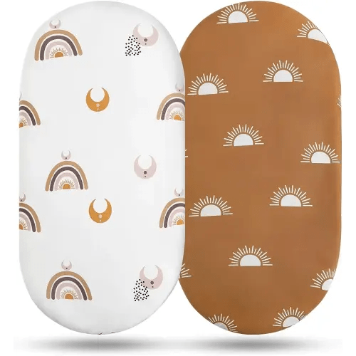 Soarwg Kids Bassinet Sheets, Bassinet Sheets for Baby Boy and Girl, Bassinet Sheet Neutral, Fit for Rectangle, Round, Oval, Hourglass Mattress, Flexible for Different Bassinet Pad/Mattress 2 Pack