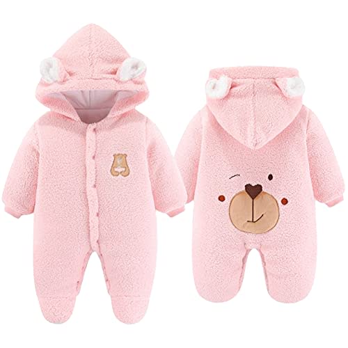 XIFAMNIY Newborn Fleece Footie Jumpsuit Hooded Warm Thicken Winter Outwear Snowsuit for Baby Girls and Boys