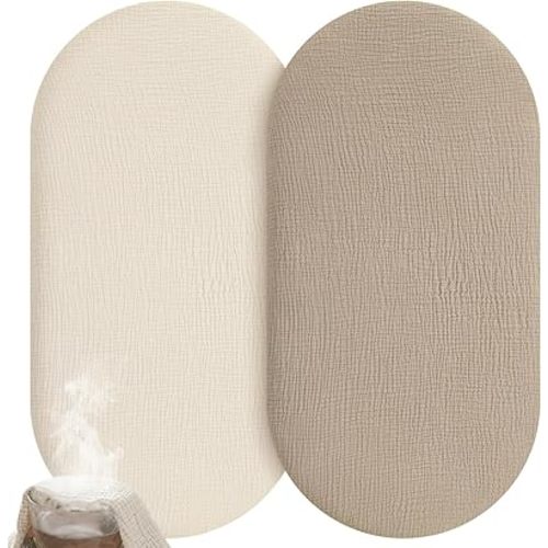 Muslin Bassinet Sheets Boy Girl, 100% Cotton Fitted Bassinet Sheet Set 2 Pack Bassinet Mattress Sheets Universal Fit for Rectangle, Round, Oval, Hourglass Mattress, Soft Breathable