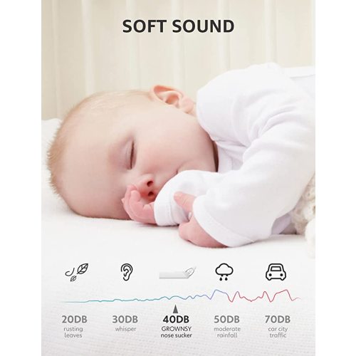 GROWNSY Nasal Aspirator for Baby, Electric Nose Aspirator for Toddler, Baby Nose Sucker, Automatic Nose Cleaner with 3 Silicone Tips, Adjustable Suction Level, Music and Light Soothing Function