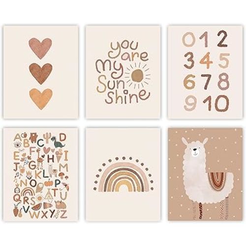 Canssape Baby Boho Nursery For Wall Decor Rainbow Watercolor Wall Art 8x10 Kids Room Poster Prints Safe Non-toxic Green Warm Sweet Bedroom Unframed