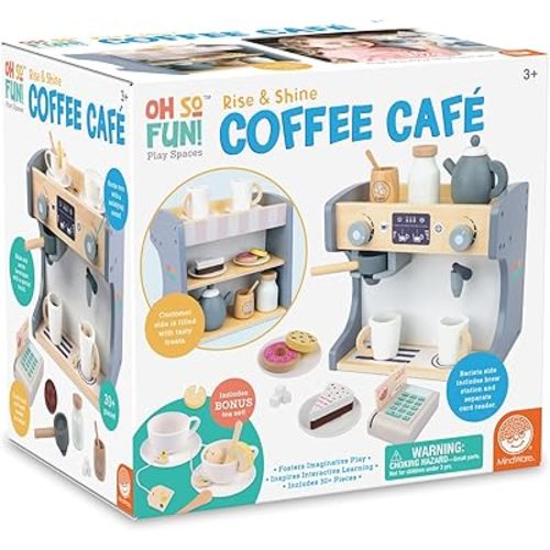 MindWare Oh So Fun! Rise & Shine Coffee Café and Kids Tea Set for 3 Year Olds and Up