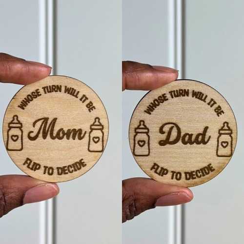 Personalized Mom Dad Decision Coin, Baby Shower, Funny Gift, New Parents