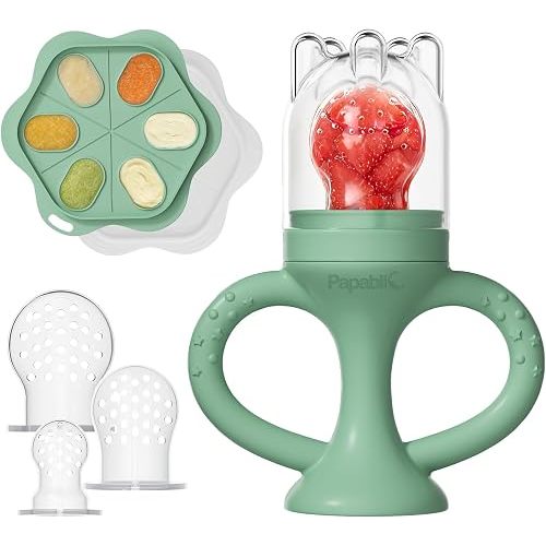 Papablic Easyhold Baby Fruit Food Feeder, Teething Relief & Frozen Teether