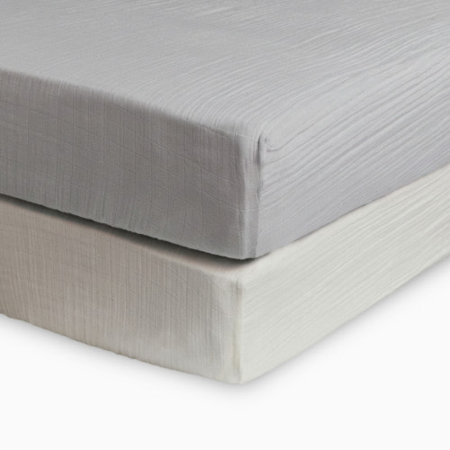 Soundly Organic Cotton Muslin Crib Sheet (2 Pack) - Grey/White