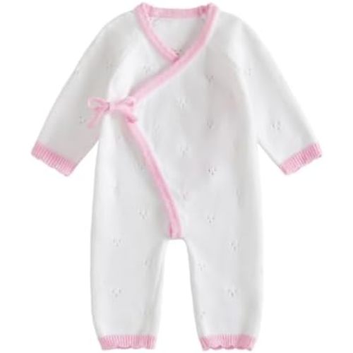 Kupretty Newborn Girl Outfit Baby Sweater Knit Romper Jumpsuit