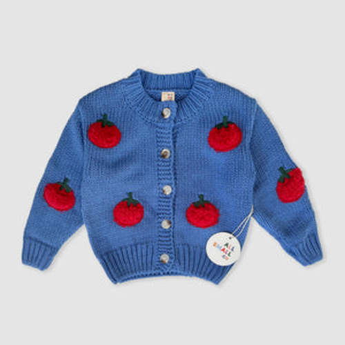 Tomato Cardigan - Cozy Kids Sweater with 3D Appliqués | All Small Co. – All Small Co.