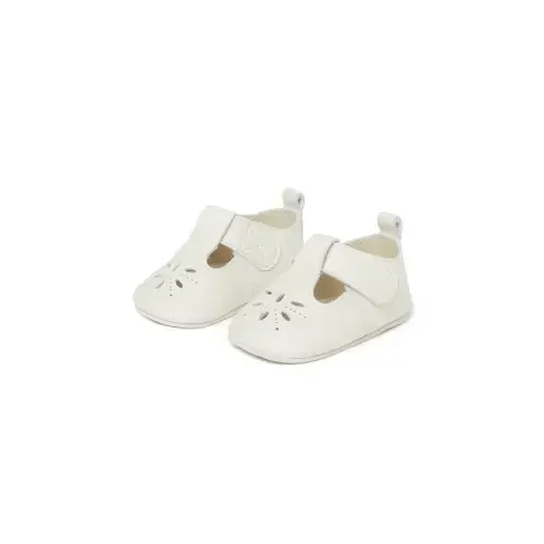 Leather Eyelet T-Bar - Vanilla - Purebaby