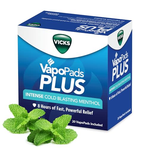 Vicks VapoPads Plus with Intense Cold Blasting Menthol - Vapor Pads Refill for Vicks Humidifiers and Steam Inhalers, Scent Pads for Congestion Relief, 20-Pack, Box Color May Vary