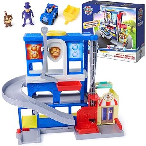 Paw Patrol: Pup Squad, Search & Rescue HQ Playset with Chase Pup Squad Racer, Humdinger Action Figure & Kitty Pal, Kids Toys for Boys & Girls Ages 3+