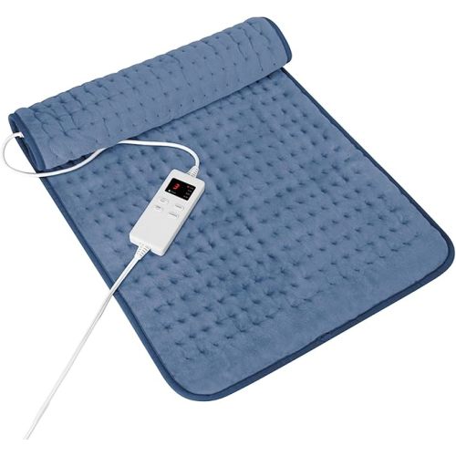 Heating Pad for Period Cramps, Heating Pad for Back/Neck/Shoulder Muscle Pain, 6 Heating&4 Timer Setting, Auto Shut Off, Dry/Moist Heat & Machine Washable, Gray Birthday Christmas Gifts for Women Mom
