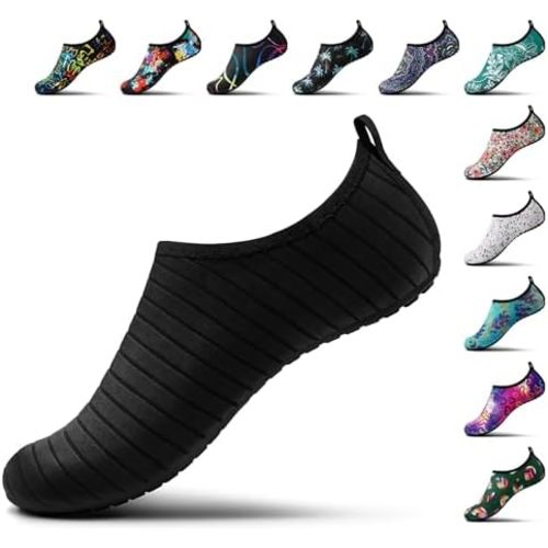 SEEKWAY Water Shoes Women Men Adult Quick-Dry Aqua Socks Barefoot Non Slip for Beach Swim River Pool Lake surf Black SK002(U)